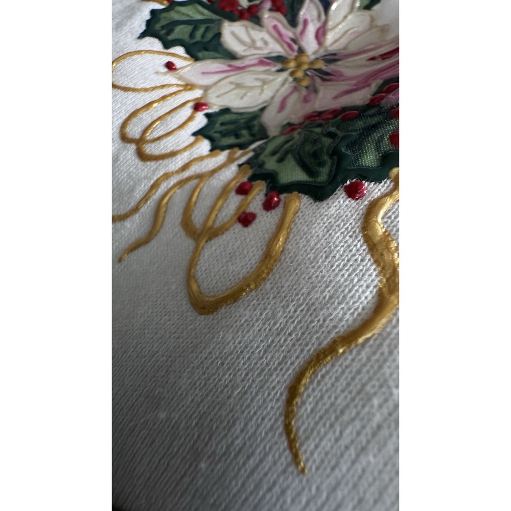 VTG Retro 80s Christmas Poinsettia Women's Sweatsuit Puffy Paints Handmade - Picture 9 of 16